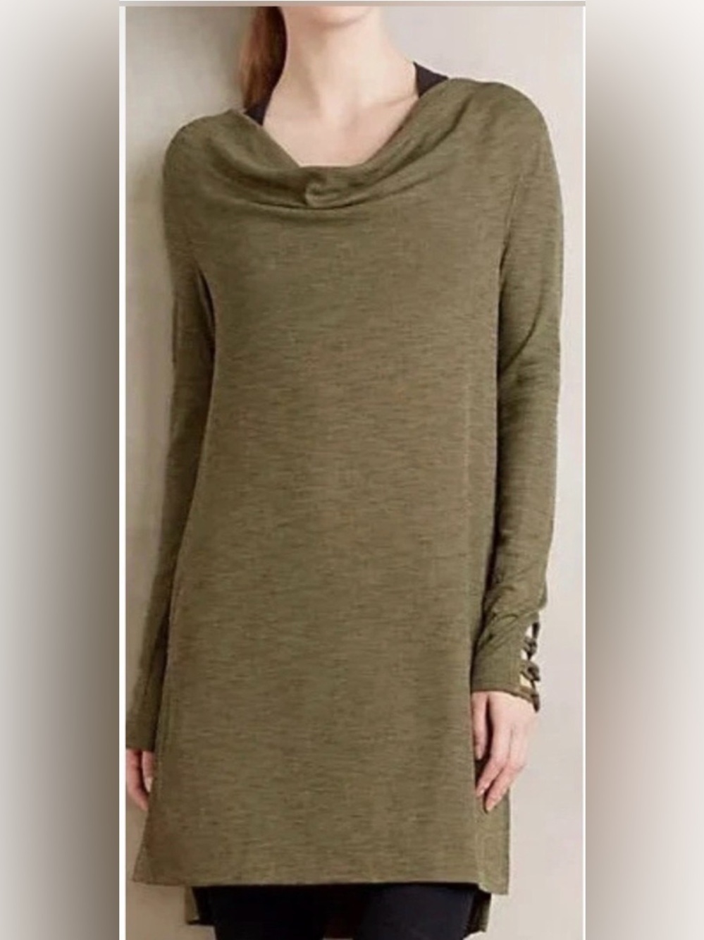 Anthropologie Pure+God Women Tunic Top Size S Green Loungewear Lagenlook Casual